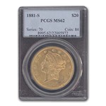1881-S $20 Liberty Gold Double Eagle MS-62 PCGS
