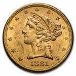 1881-S $5 Liberty Gold Half Eagle AU
