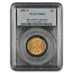 1881-S $5 Liberty Gold Half Eagle MS-62 PCGS