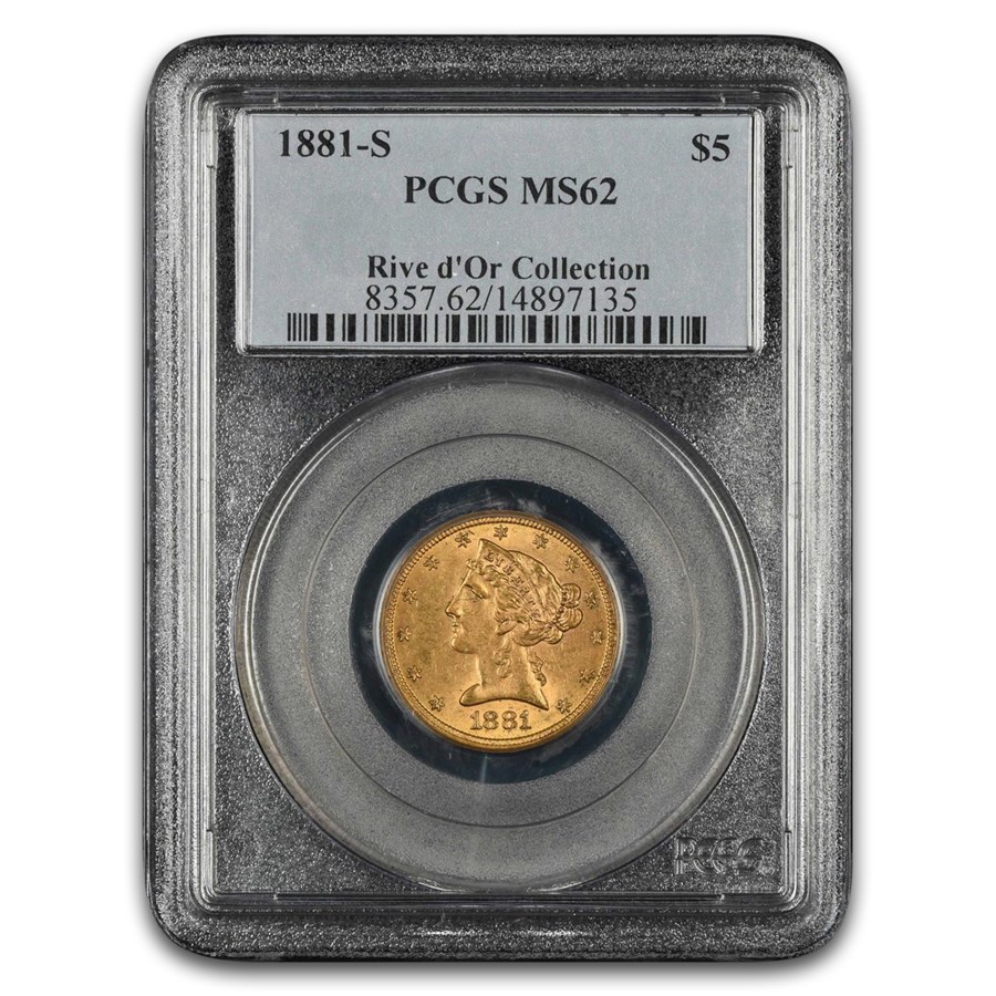 1881-S $5 Liberty Gold Half Eagle MS-62 PCGS