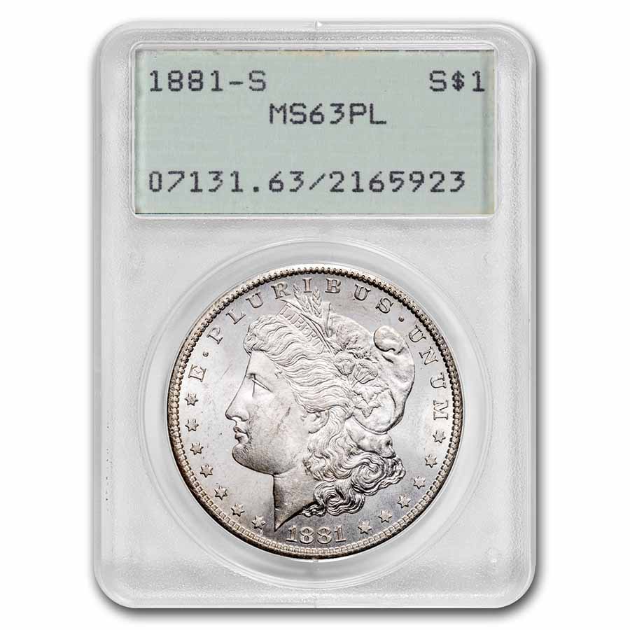 Buy 1881-S Morgan Dollar MS-63 PL PCGS (Old Rattler Holder) | APMEX