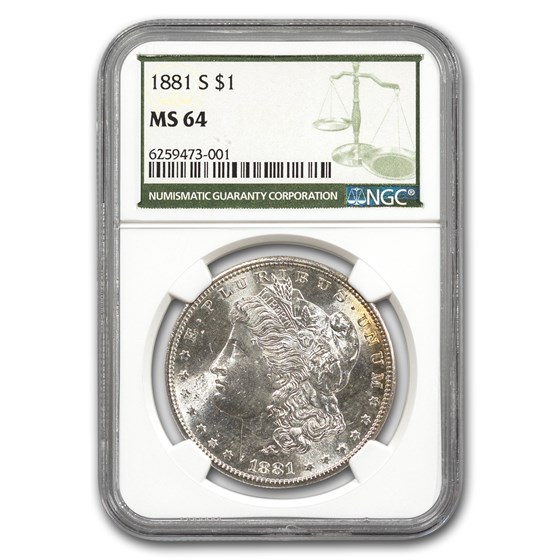 1881-S Morgan Dollar MS-64 NGC (Green Label) 1881-S Morgan Dollar MS-64 NGC (Green Label)