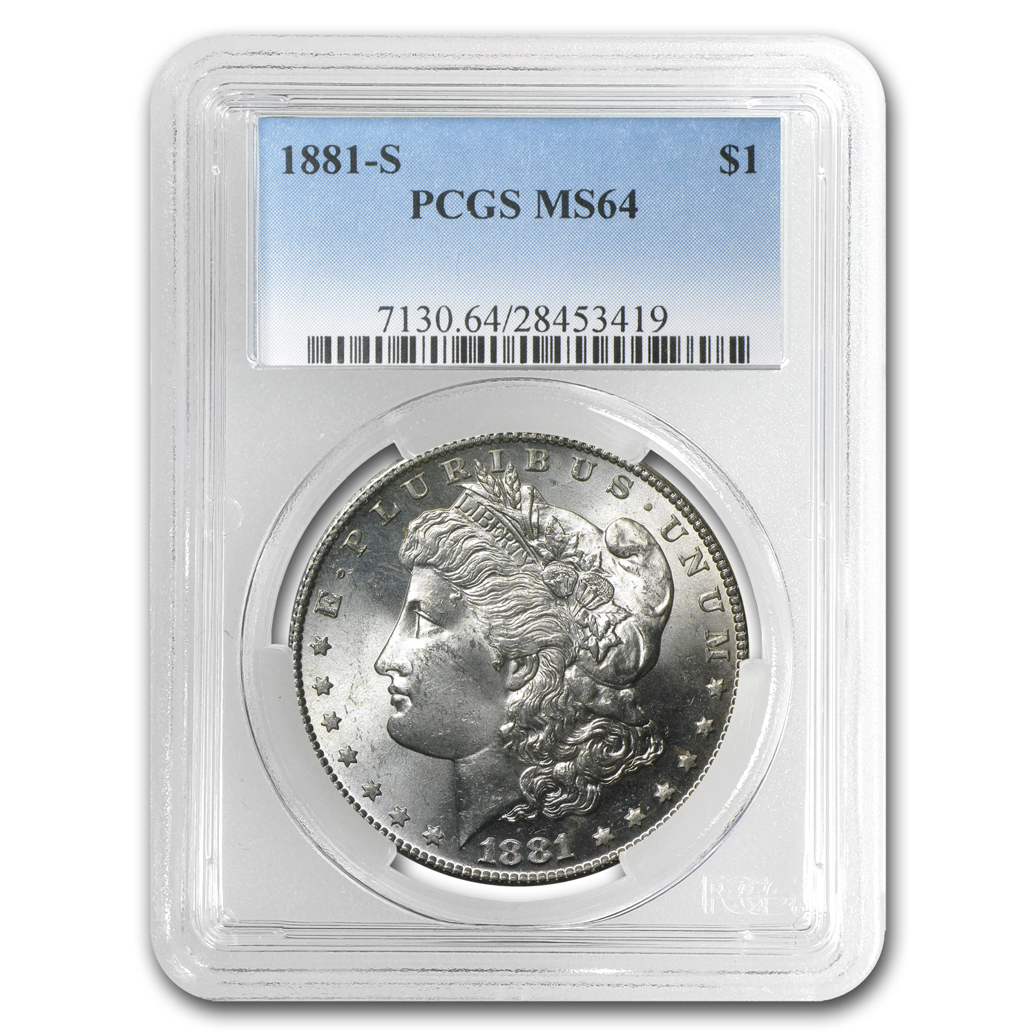 PCGS MS64 1881-S US Morgan Silver Dollar $1 