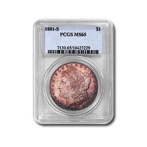 1881-S Morgan Dollar MS-65 PCGS (Nicely Toned Obv & Rev) 1881-S Morgan Dollar MS-65 PCGS (Nicely Toned Obv & Rev)