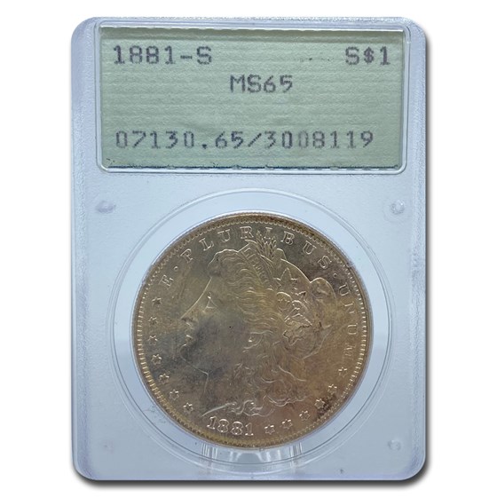 1881-S Morgan Dollar MS-65 PCGS (Old Rattler Holder) 1881-S Morgan Dollar MS-65 PCGS (Old Rattler Holder)