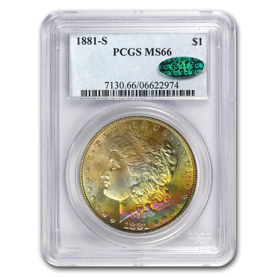 1881-S Morgan Dollar MS-66 PCGS (CAC, Obv Rainbow) 1881-S Morgan Dollar MS-66 PCGS (CAC, Obv Rainbow)