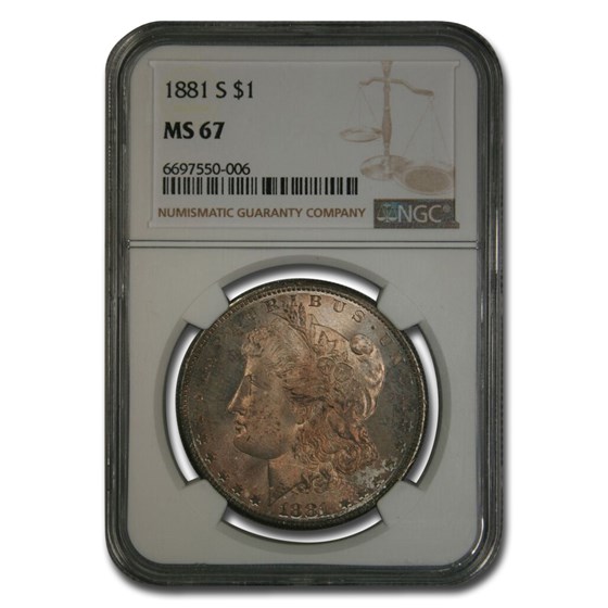 1881-S Morgan Dollar MS-67 NGC (Beautiful Toning) 1881-S Morgan Dollar MS-67 NGC (Beautiful Toning)