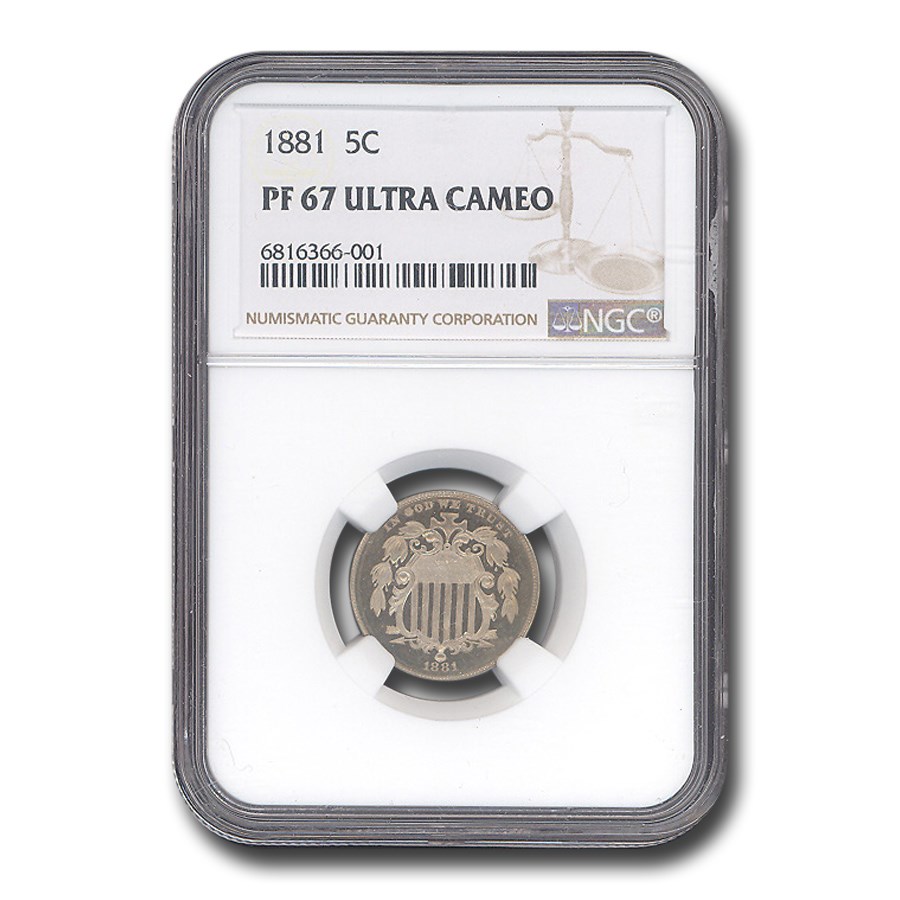 1881 Shield Nickel PF-67 UCAM NGC