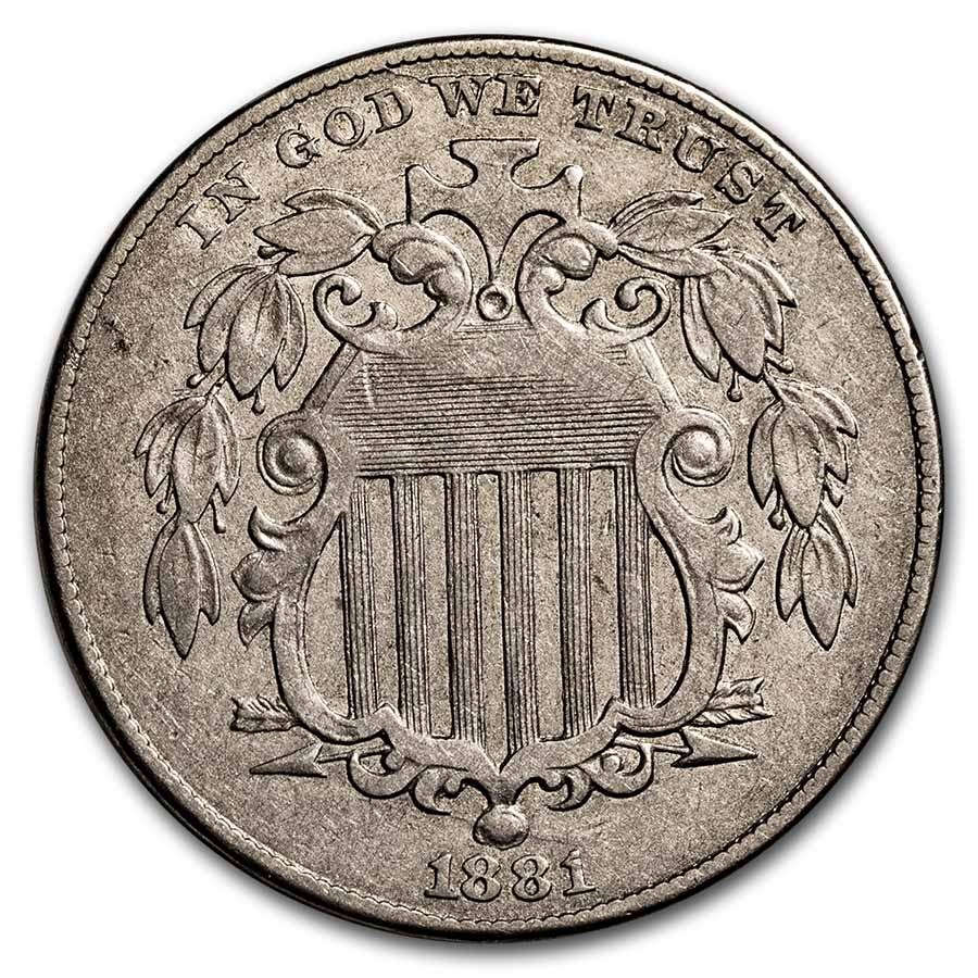 1881 Shield Nickel XF