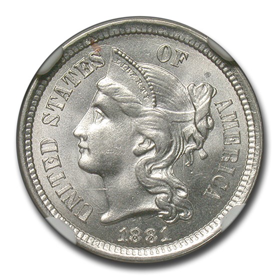 1881 Three Cent Nickel MS-64 NGC 1881 Three Cent Nickel MS-64 NGC