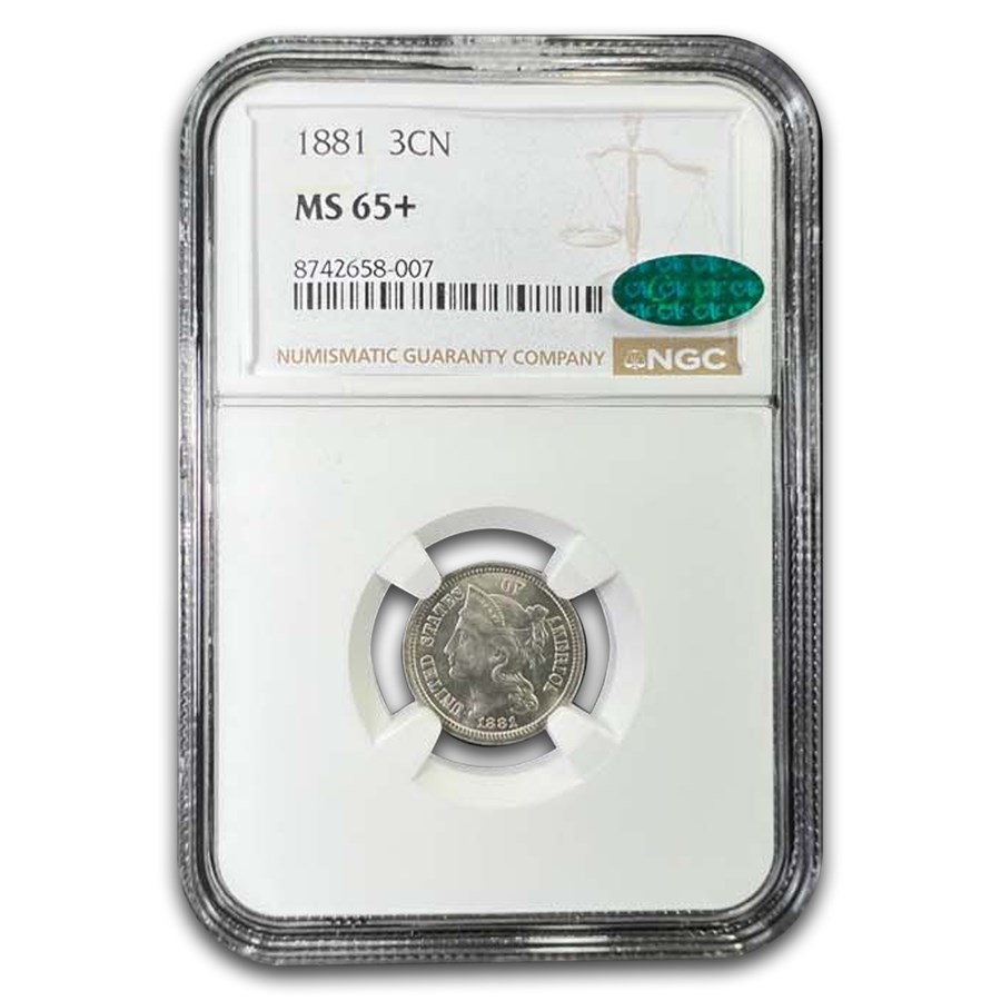1881 Three Cent Nickel MS-65+ NGC CAC