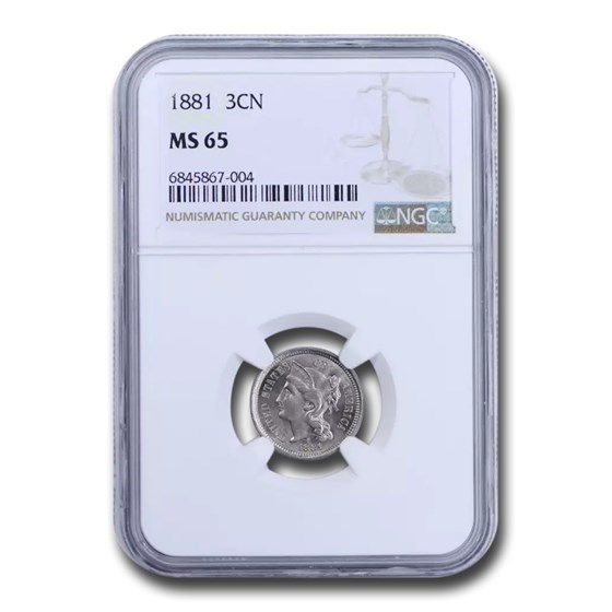 1881 Three Cent Nickel MS-65 NGC 1881 Three Cent Nickel MS-65 NGC