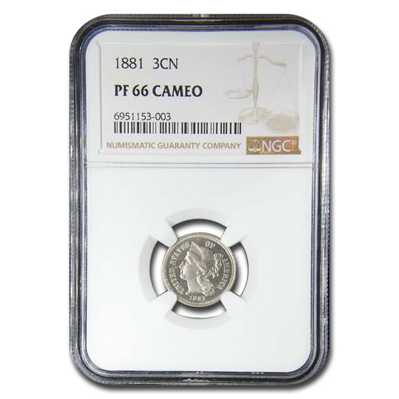 1881 Three Cent Nickel PF-66 Cameo NGC 1881 Three Cent Nickel PF-66 Cameo NGC