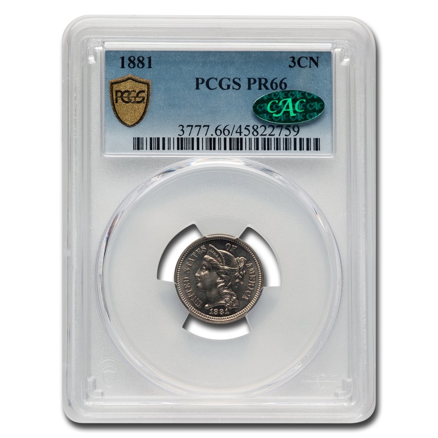 1881 Three Cent Nickel PR-66 PCGS CAC