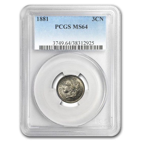 1881 Three Cent Nickel MS-64 PCGS 1881 Three Cent Nickel MS-64 PCGS