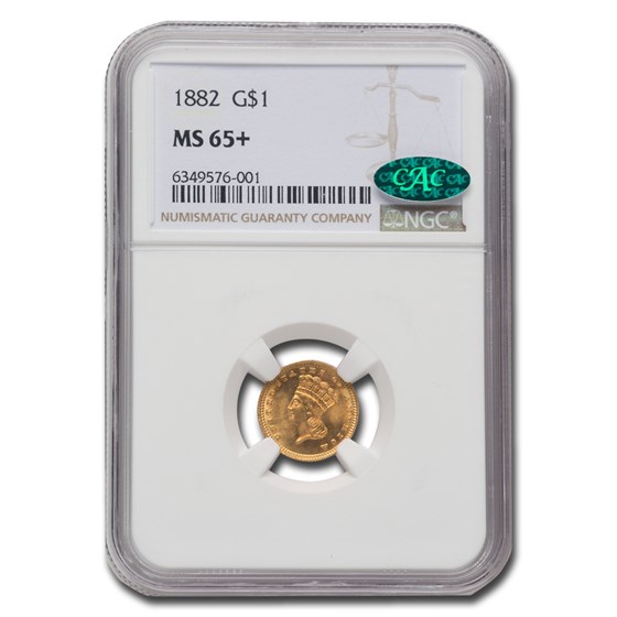 1882 $1 Indian Head Gold MS-65+ NGC CAC 1882 $1 Indian Head Gold MS-65+ NGC CAC