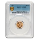 1882 $1 Indian Head Gold MS-68 PCGS