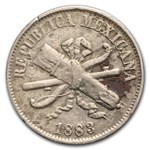 1882-1883 Mexico Copper-Nickel 2 Centavos Avg Circ