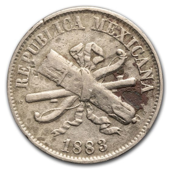 1882-1883 Mexico Copper-Nickel 2 Centavos Avg Circ