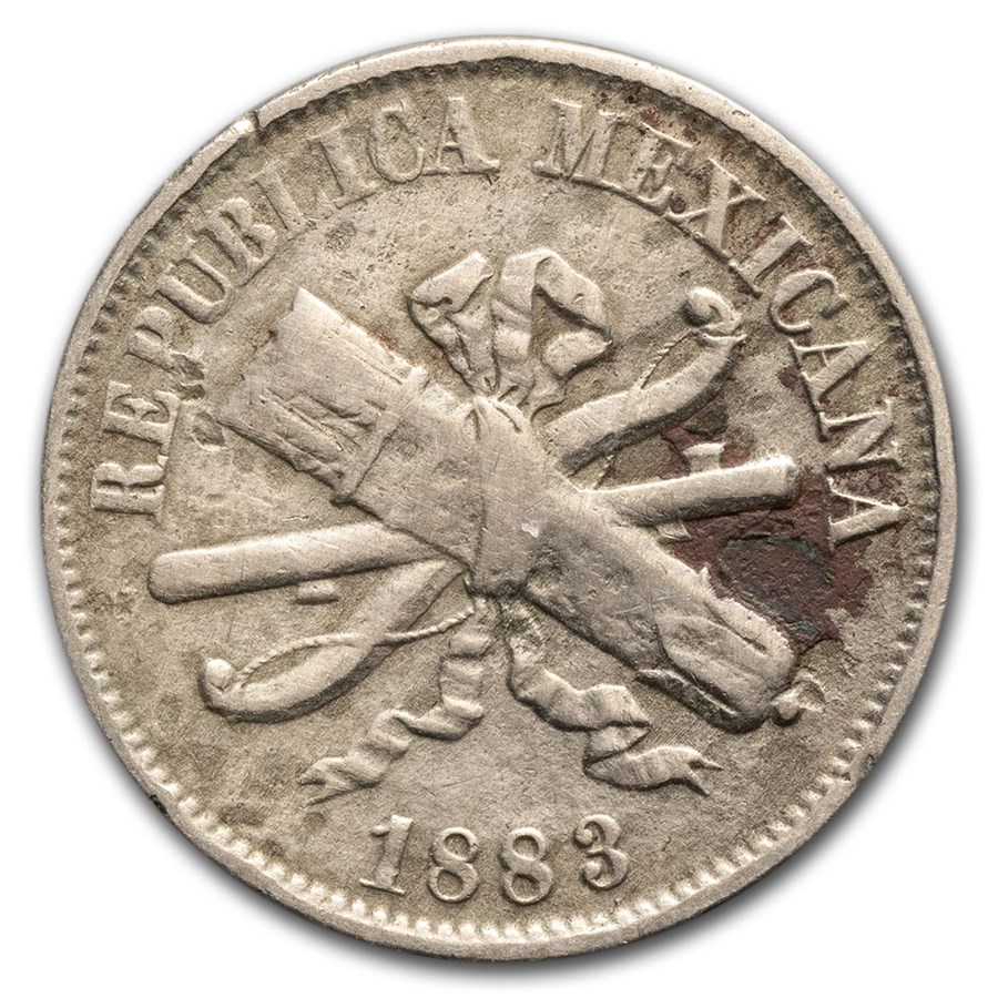 1882-1883 Mexico Copper-Nickel 2 Centavos Avg Circ