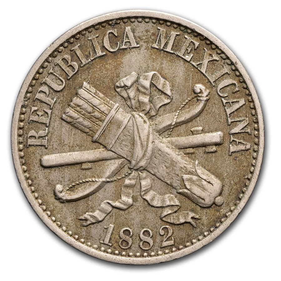 1882-1883 Mexico Copper-Nickel 5 Centavos Avg Circ