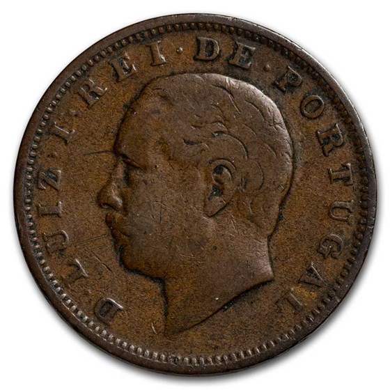 1882-1886 Portugal Bronze 20 Reis Avg Circ 1882-1886 Portugal Bronze 20 Reis Avg Circ