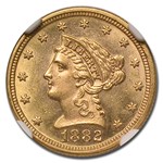 1882 $2.50 Liberty Gold Quarter Eagle MS-64 NGC
