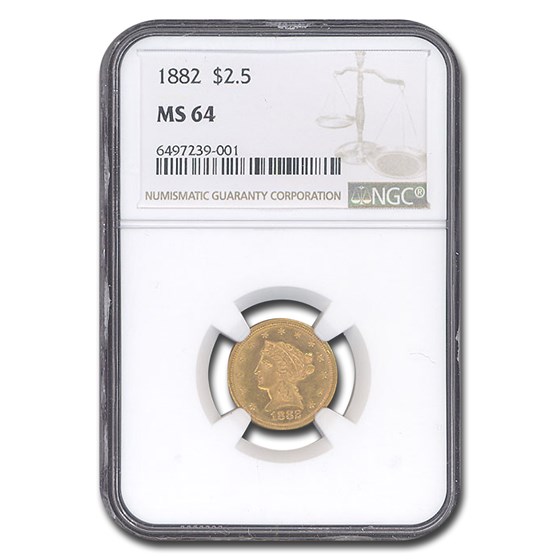 1882 $2.50 Liberty Gold Quarter Eagle MS-64 NGC 1882 $2.50 Liberty Gold Quarter Eagle MS-64 NGC