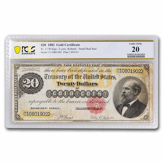 1882 $20 Gold Certificate VF-20 PCGS (Fr#1178) 1882 $20 Gold Certificate VF-20 PCGS (Fr#1178)