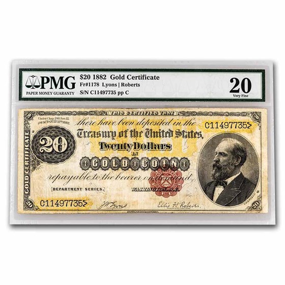 1882 $20 Gold Certificate VF-20 PMG (Fr#1178) 1882 $20 Gold Certificate VF-20 PMG (Fr#1178)