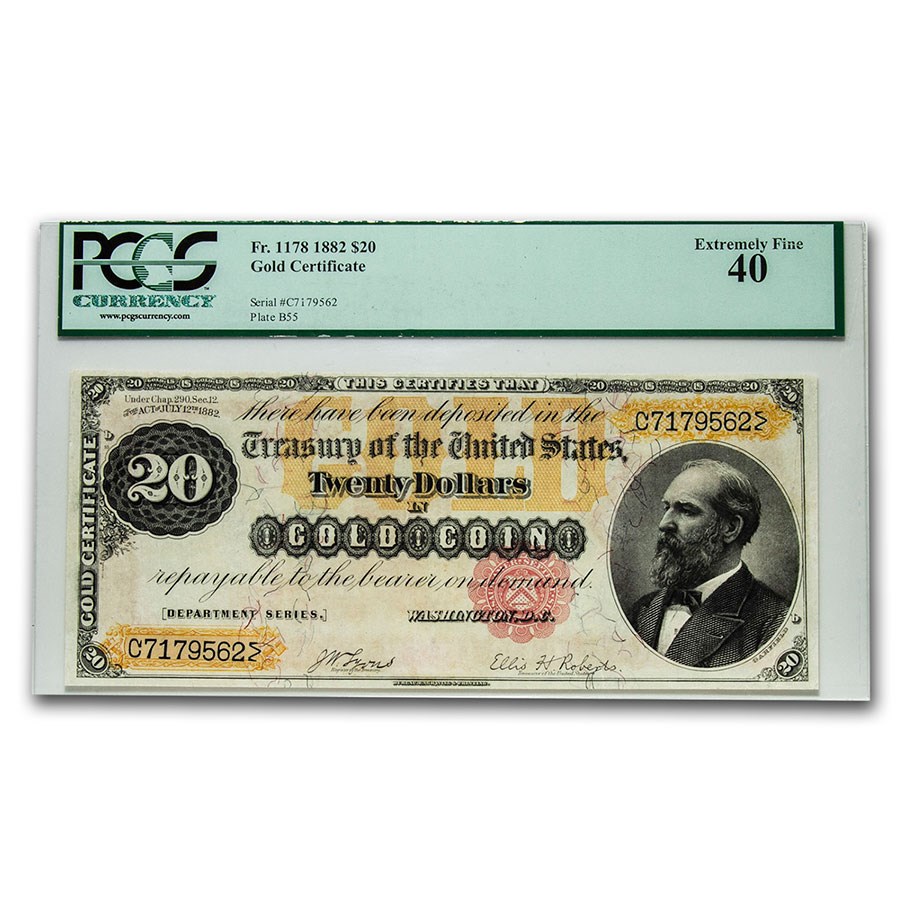 1882 $20 Gold Certificate XF-40 PCGS (Fr#1178)