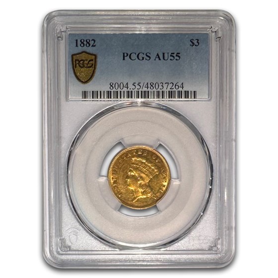 1882 $3 Gold Princess AU-55 PCGS