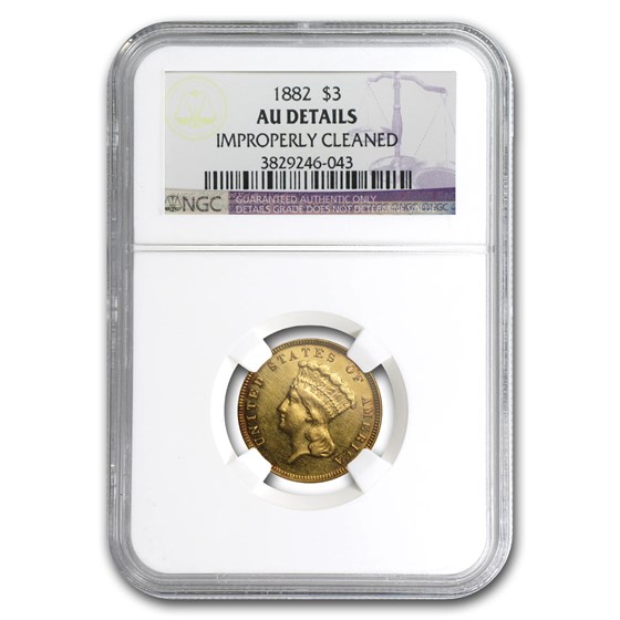 1882 $3 Gold Princess AU Details NGC (Cleaned) 1882 $3 Gold Princess AU Details NGC (Cleaned)