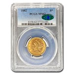 1882 $5 Liberty Gold Half Eagle MS-62 PCGS CAC