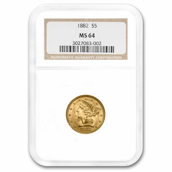 1882 $5 Liberty Gold Half Eagle MS-64 NGC 1882 $5 Liberty Gold Half Eagle MS-64 NGC