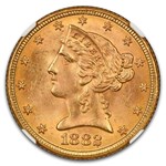 1882 $5 Liberty Gold Half Eagle MS-65+ NGC
