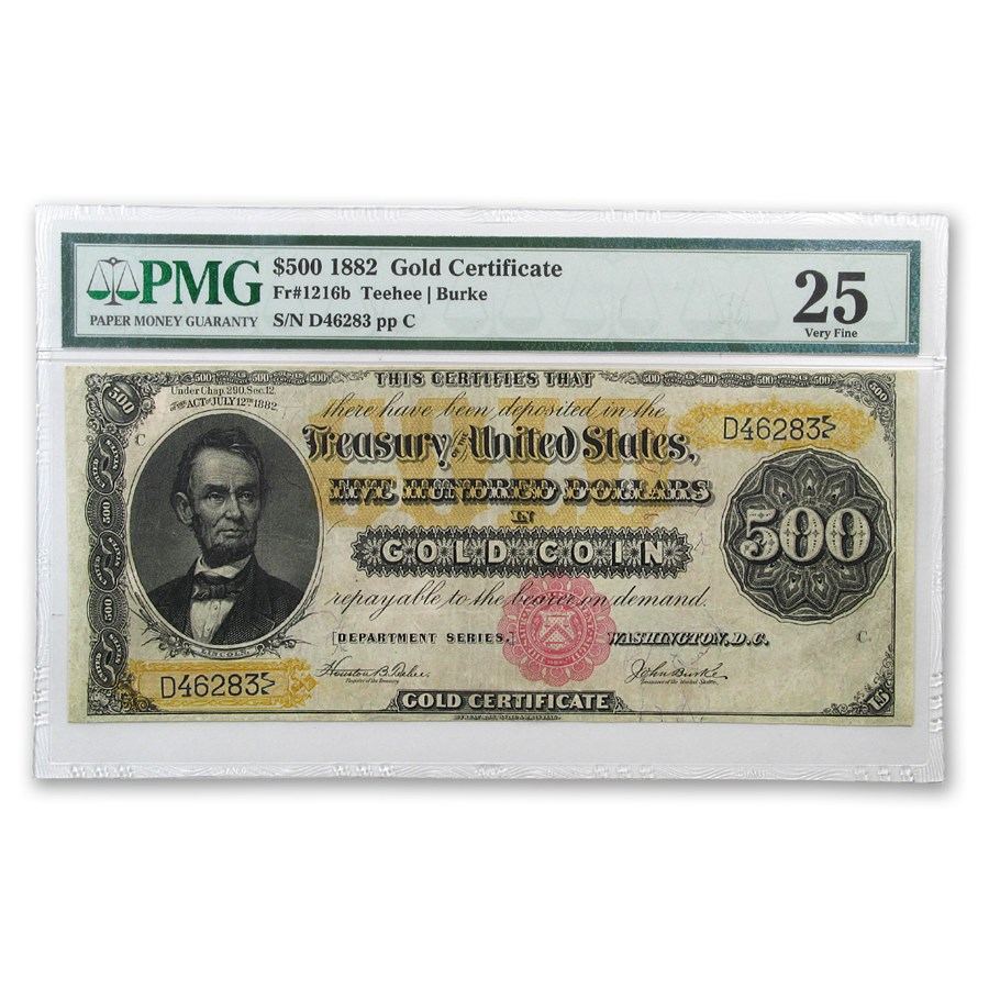 1882 $500 Gold Certificate VF-25 PMG (Fr#1216-B)