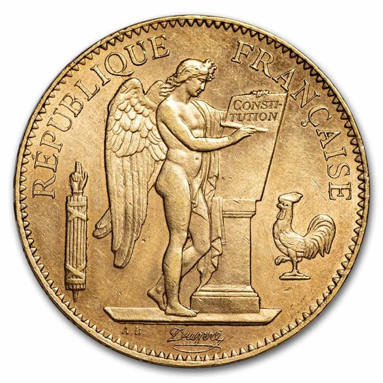 1882-A France Gold 100 Francs Lucky Angel AU 1882-A France Gold 100 Francs Lucky Angel AU