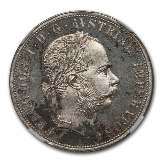 1882 Austria Silver 2 Florin Franz Joseph I MS-65 NGC 1882 Austria Silver 2 Florin Franz Joseph I MS-65 NGC
