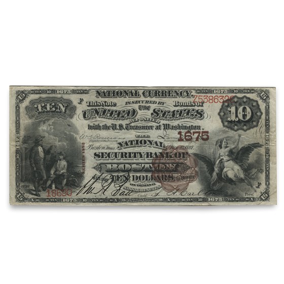1882 Brown Back $10.00 Boston, MA VF (CH# 1675) 1882 Brown Back $10.00 Boston, MA VF (CH# 1675)