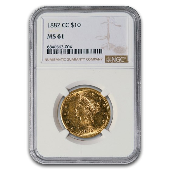 1882-CC $10 Liberty Gold Eagle MS-61 NGC