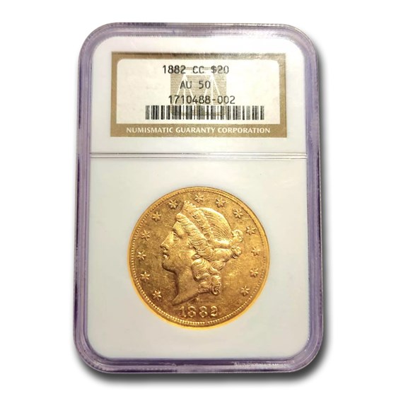 1882-CC $20 Liberty Gold Double Eagle AU-50 NGC 1882-CC $20 Liberty Gold Double Eagle AU-50 NGC