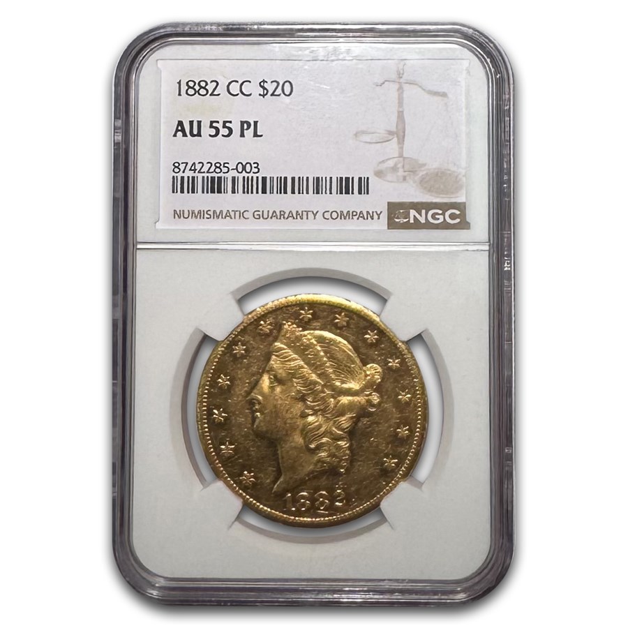 1882-CC $20 Liberty Gold Double Eagle AU-55 NGC (PL)