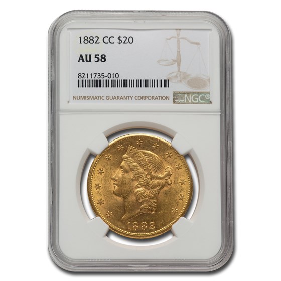 1882-CC $20 Liberty Gold Double Eagle AU-58 NGC 1882-CC $20 Liberty Gold Double Eagle AU-58 NGC