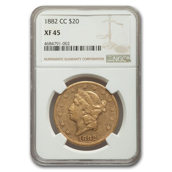 1882-CC $20 Liberty Gold Double Eagle XF-45 NGC 1882-CC $20 Liberty Gold Double Eagle XF-45 NGC