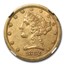 1882-CC $5 Liberty Gold Half Eagle AU-50 NGC