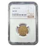 1882-CC $5 Liberty Gold Half Eagle AU-50 NGC
