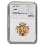 1882-CC $5 Liberty Gold Half Eagle AU-55 NGC