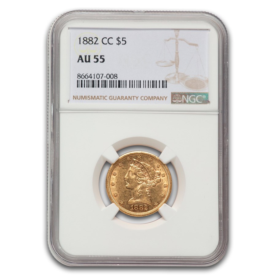 1882-CC $5 Liberty Gold Half Eagle AU-55 NGC