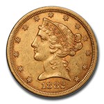 1882-CC $5 Liberty Gold Half Eagle AU-55 PCGS CAC